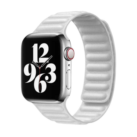 Кожаный ремешок для Apple Watch 38/40/41mm Leather Link White